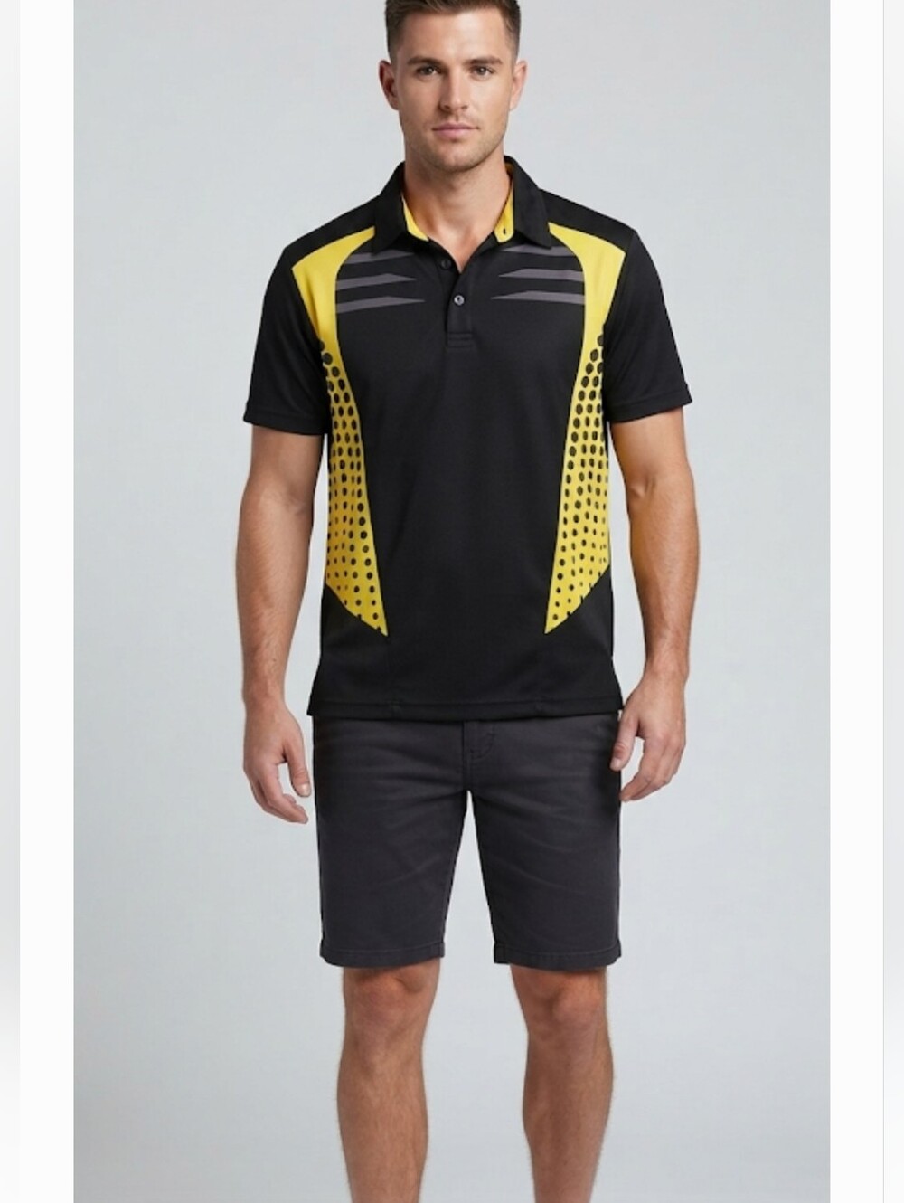Jamie Sadock Golf Polo Shirt Men's  Short Sleeve Black  Yellow Small